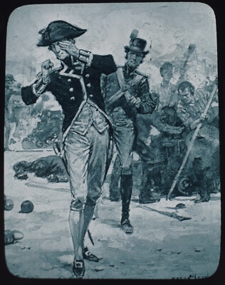 LORD HORATIO NELSON WOUNDED AT CALVI Magic Lantern Slide C1890 NAVY COMMANDER