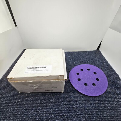 (QTY 50) Benchmark Abrasives SD-50HP8060 5'' Purple Hook & Loop Disc 8 Hole