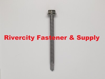 1/4 x 3 Hex Washer Head Self Drilling Tek Screws IHW 410 Stainless 14-14x3