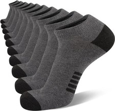 Socks Low Cut Athletic Cushioned Running Tab Socks 10 Pairs Grey Fits Mens Shoe