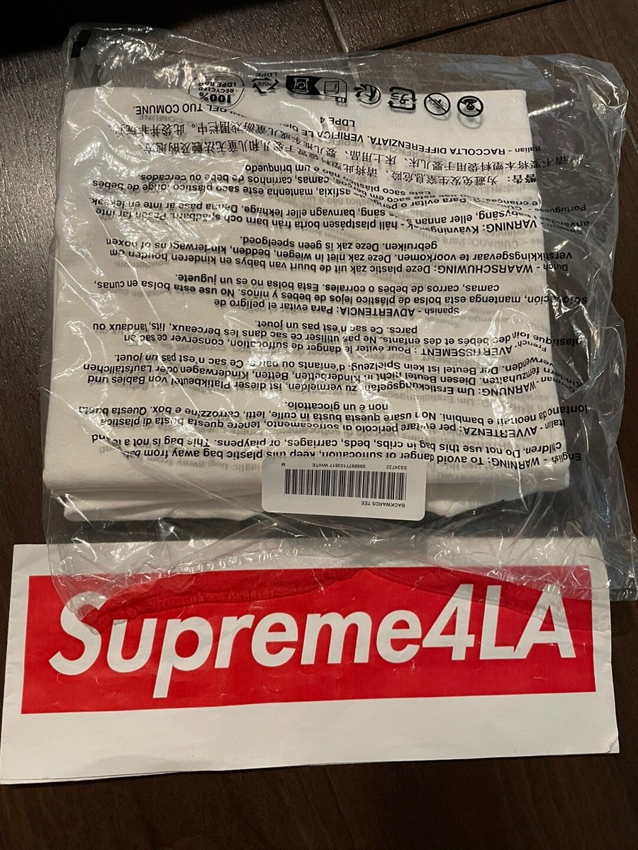 Supreme Backwards Tee White S, M, L, XL in Hand | eBay