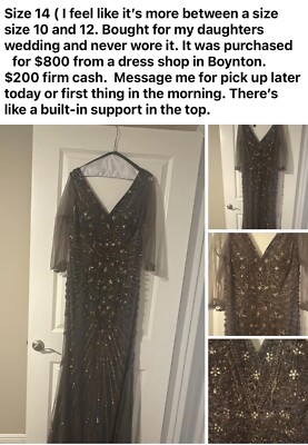 Evening gown Chocolate  Sequin. Mother of Bride Size 14 )Feels like 12 to me 