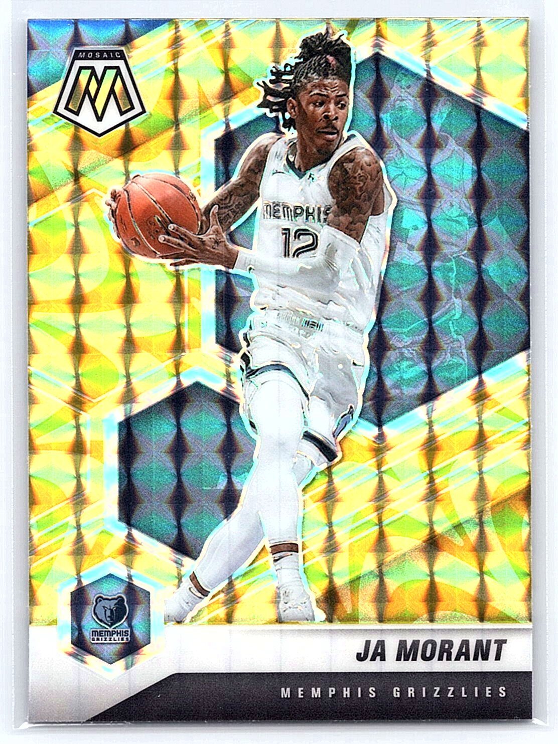 2020-21 Panini Mosaic #40 Ja Morant Mosaic Reactive Yellow