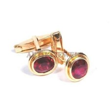 Heated Ruby Gemstone With 18k Gold Plated Silver Cufflink 2579
