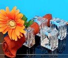 Napkin Ring Acrylic Vase Flower Holder 4 Pc Set USA 1986 NOS SEE 