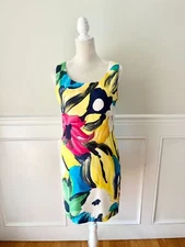 Marshall Rousso Vintage Abstract Print Sheath Dress S
