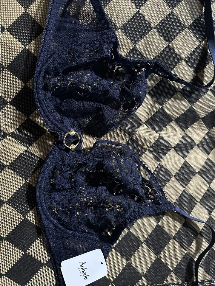 AUBADE ILLUSION FAUVE SUJETADOR TRIANGULAR CON AROS CREP Azul 30 E Nuevo con Etiquetas Foto 2 de 4