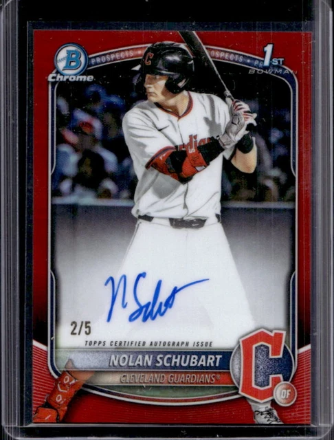2025 Bowman Draft Nolan Schubart Chrome Auto Red Refractor 1st #/5 Guardians