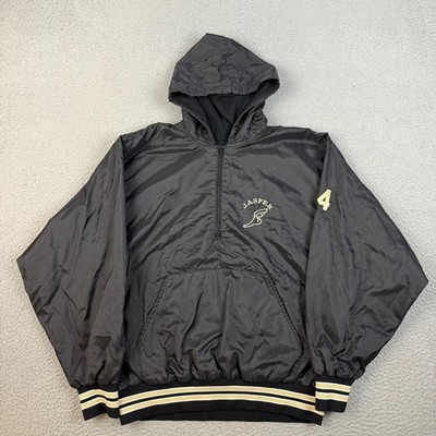 Vtg 90s Pullover Anorak Jacket Mens Large Black Windbreaker Jasper Indiana HS