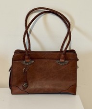 Vintage Brown Leather Shoulder Bag Women Classic Handbag Retro Purse