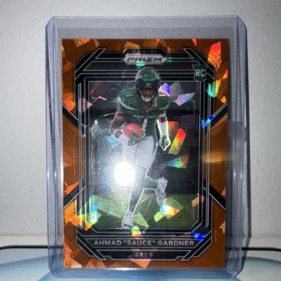 Panini 2022 Prizm Orange Cracked Ice Rookie Ahmad ''Sauce'' Gardner #341 Jets
