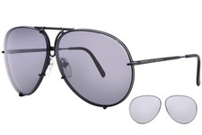 Porsche Design P8478 D343 Sunglasses Black/Black/Grey Pilot 66mm W/Extra Lenses