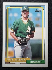 1992 Topps Traded #53T Vince Horsman Oakland Athletics Rookie RC Baseball Card. rookie card picture