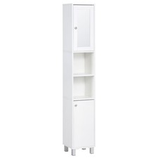 Tall White Bathroom Storage Cabinet 71" Wooden Freestanding Tower Adjustable