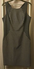 Banana Republic Womens Sheath Dress Size 8 Navy Cream Polka Dot Career Work