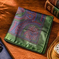 Rich Jewel Tone Vintage Ralph Lauren Silk Pocket Square