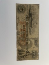 1853 $5 Cochituate Bank Five $5 Dollar Boston MA Obsolete Currency USA