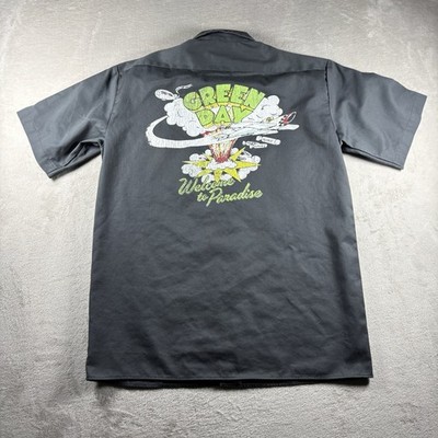 Dickies x Green Day Button Workwear Short Sleeve Men s M Gray Paradise Shirt #7A