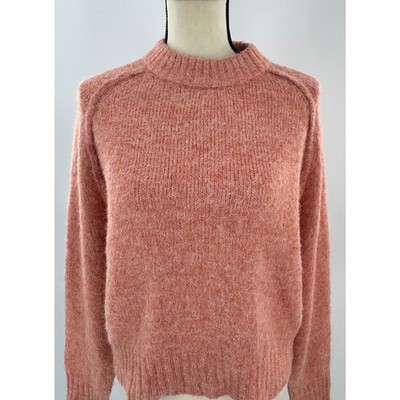 Topshop Peach Crewneck Sweater Knit Raglan Pullover Orange Small 