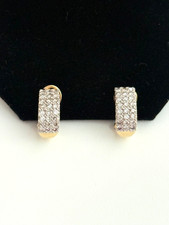 WOW---14k Yellow Gold Diamonds Huggie Earrings
