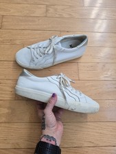 Madewell  Sidewalk 'Wave Edition' white silver leather boho sneakers  WMS 9