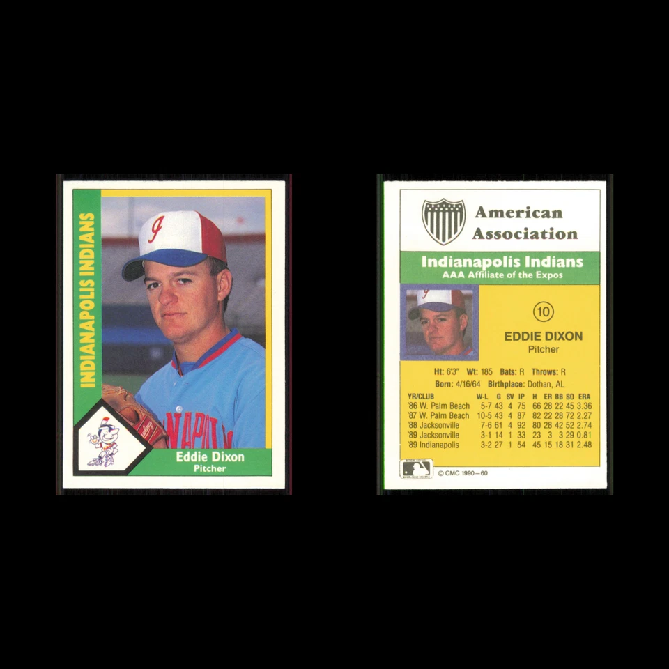 Eddie Dixon #60 1990 CMC Minor League Indianapolis Indians Baseball Card MLB NM - Image 3 of 3