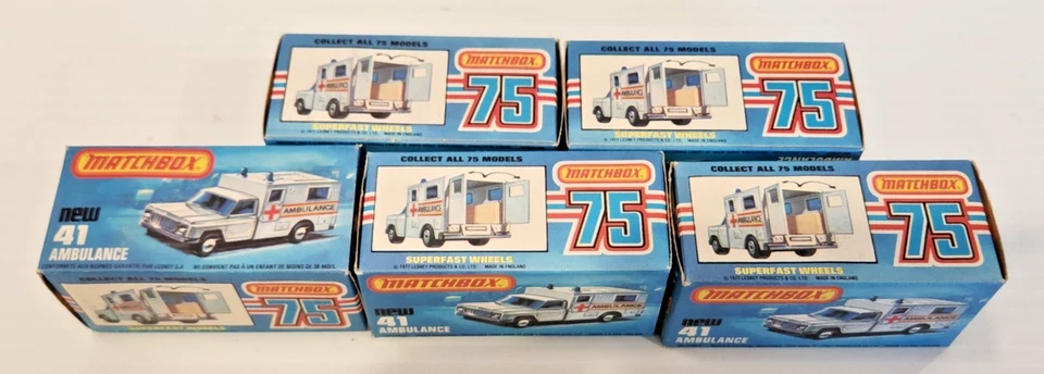 Matchbox Superfast No. 41 White Ambulance Red Cross Boxed NEW 1977 Lot of 5 - Image 4 of 4