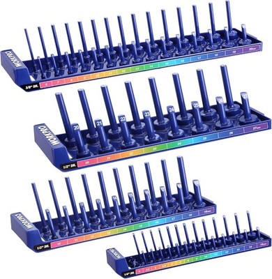 WORKPRO Steckschlüssel-Halter, Steck-Schlüssel Organizer Set, 4-teilig Halterset