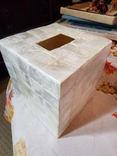 Vintage Capiz Shell Square Tissue Holder Cover