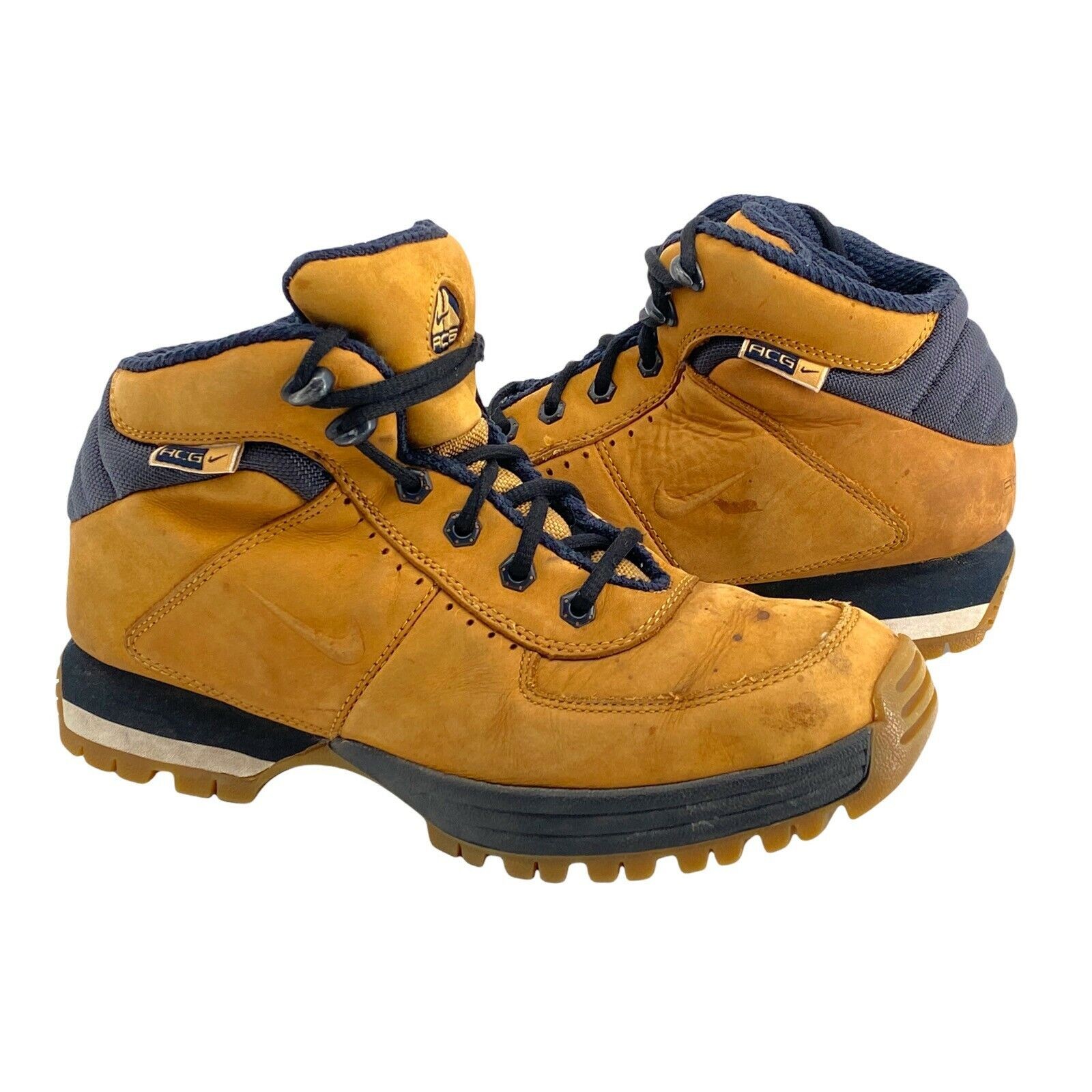 Nike ACG Mens Tan Leather Hiking Boots Sz 7.5 Rugged Camping Ankle Boots-image