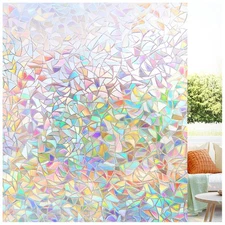 Window Privacy Film, Rainbow Window Film, 3D Decorative Stained Glass Cling, ...