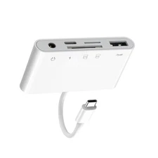 5 in 1 Plastic USB-C Reader TF/SD Card For Phone TF/SD/3.5mm/USB3.0/TypeC Ports