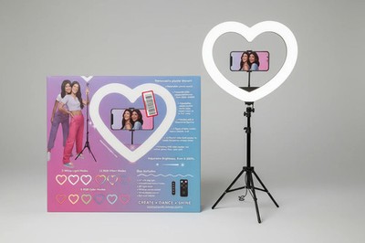 Dixie & Charli 13'' Heart Shaped Color LED Ring Light Cell Phone Holder with 62''