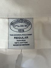 Brooks Brothers Button Down Shirt Mens 17 1/2 34/35 White Oxford Non-Iron
