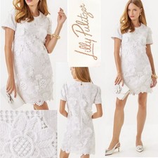 NWT $278 Lilly Pulitzer Malena Lace Dress 2 in Passion Flower 3D Floral White