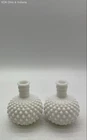 Milk Glass Hobnail Vases Set of 2 White Pressed Glass Vintage Miniature