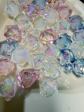 Pastel Crystal Ice Octagon Double Pendant beads 13mm 30 pieces Acrylic