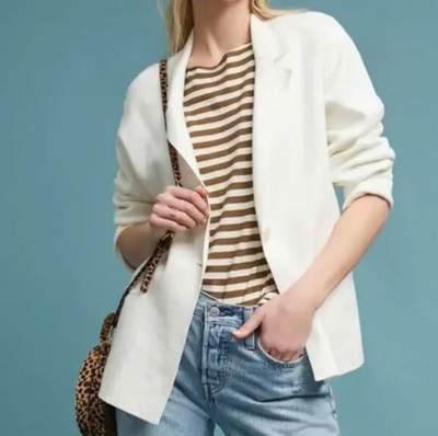 Anthropologie Women's L MOTH West End Blazer Sweater Ivory