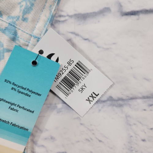 Split USA Brand MENS SIZE 2XL Blue Perforated Hawaiian Shirt Floral Short Sleeve - Picture 7 of 10