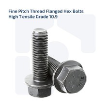 M8 X 40MM FINE PITCH THREAD FLANGED HEX BOLTS HIGH TENSILE GRADE 10.9