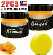 2Pcs Beeswax Furniture Polish,Wood Seasoning Beewax Natural Wood Wax Traditional
