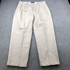 Polo Ralph Lauren Pants Mens 38x30 Beige Hammond Pleated Cuffed Khaki Chino