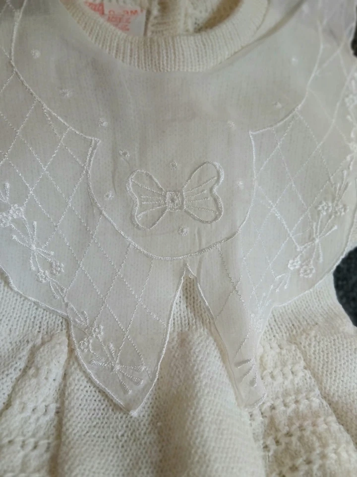 Vntg (Baby Dove)Elegant One Piece Knit Baby Girl Outfit 6-9 Months Ivory Brazil  - Image 3 of 4