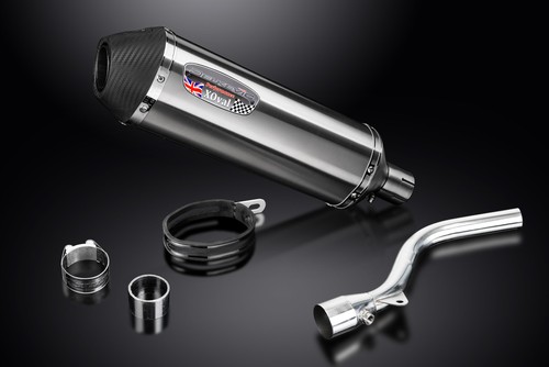 Delkevic Slip On Exhaust with 13.5" XOval Brushed Stainless Muffler for KLX300 - Picture 5 of 5