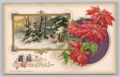 Merry Christmas JOHN WINSCH 1911 Embossed ANTIQUE Postcard Unposted No Stamp
