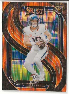 2024 Panini Select #117 Bo Nix Black & Orange Prizm Shock Rookie RC /399