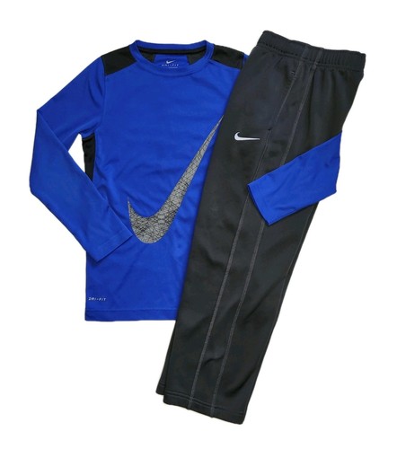 Nike Therma-fit Youth Small 8-10 Gray Fleece Pants & Long Sleeve Shirt Set - Picture 2 of 9