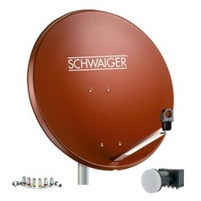 Schwaiger SAT Anlage Stahl 80cm Set Quad LNB ASTRA HD tauglich ziegelrot