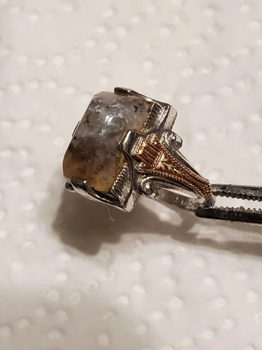 Vintage Ostby Barton Silver And Gold High Profile Agate Ring