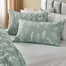 Botanical Floral Duvet Cover Set 3Pcs: Reversible Bedding with Hidden Zipper &